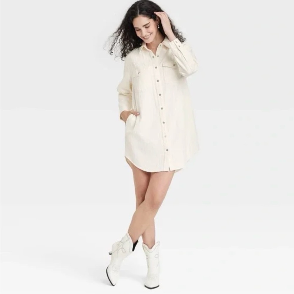 Universal Thread Off-White Shirt Dress